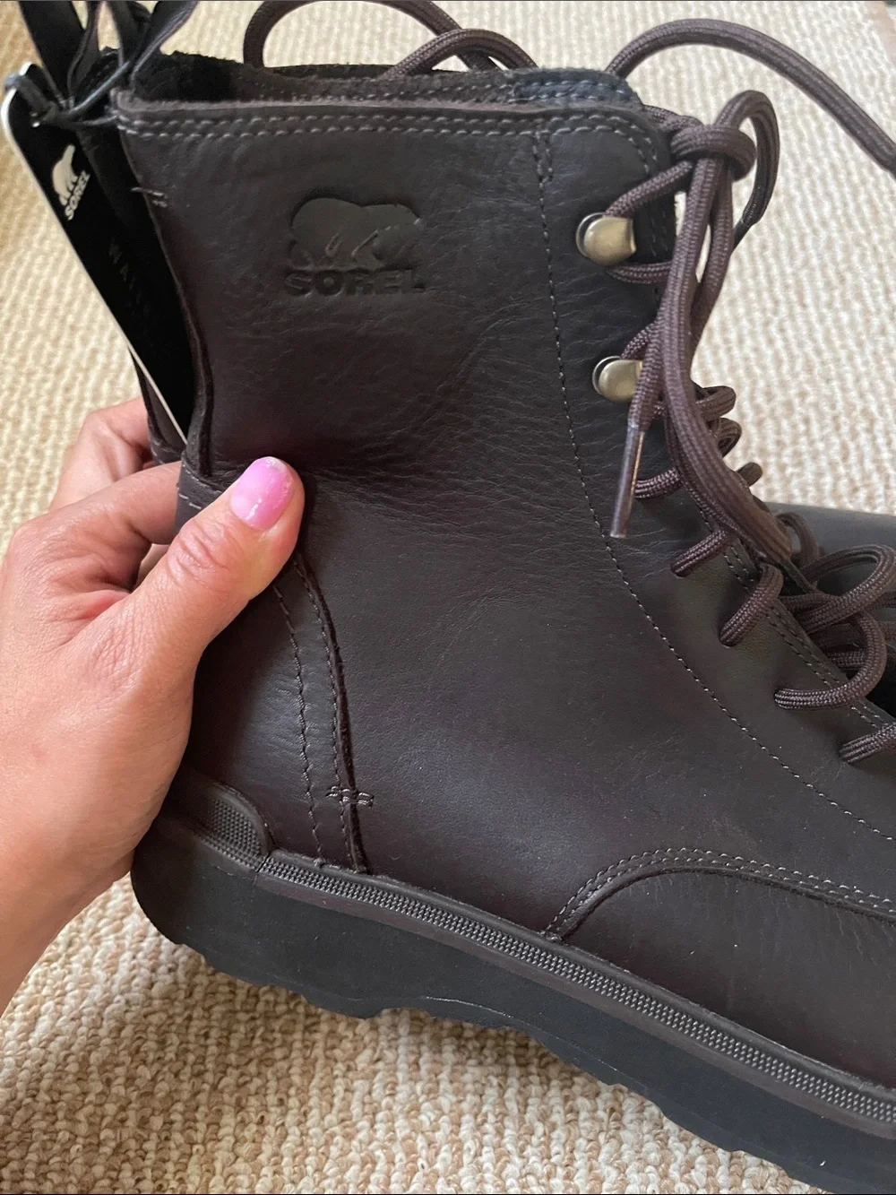 Sorel Men's Dark Brown Leather Lace-Up Ankle Boots